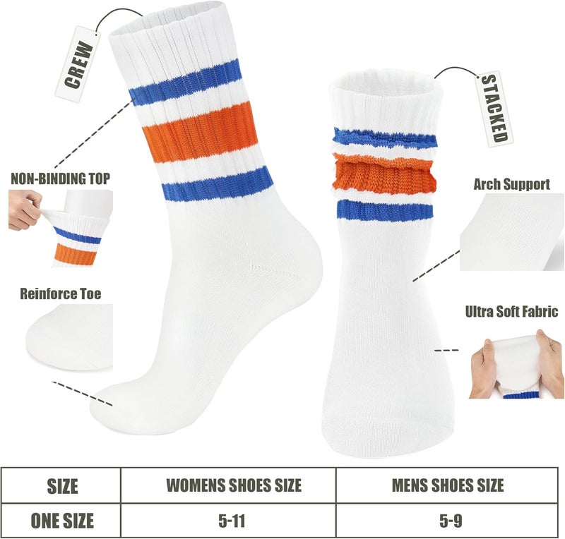 AugRing Store Women's Scrunch Crew Socks Retro 3-Pack Solid Cotton Boot Calf Chunky Ribbed Cozy Slouchy Socks Size 5-11 - Image 2